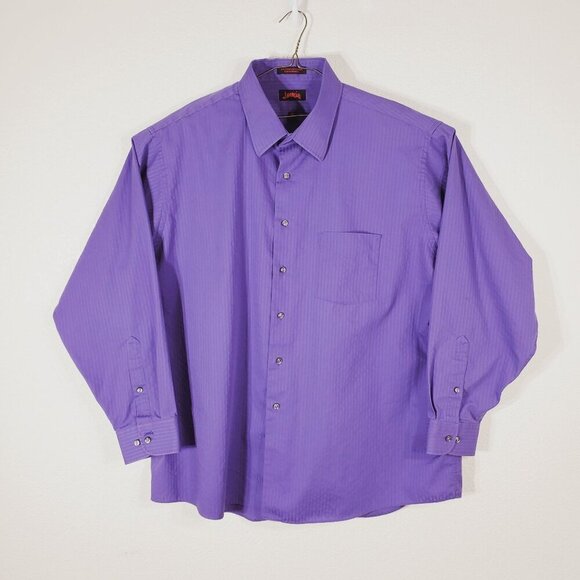 J. Garcia Other - J. Garcia Mens Purple Striped Wrinkle-Free Dress Shirt XXL Regular Fit 18.5 neck